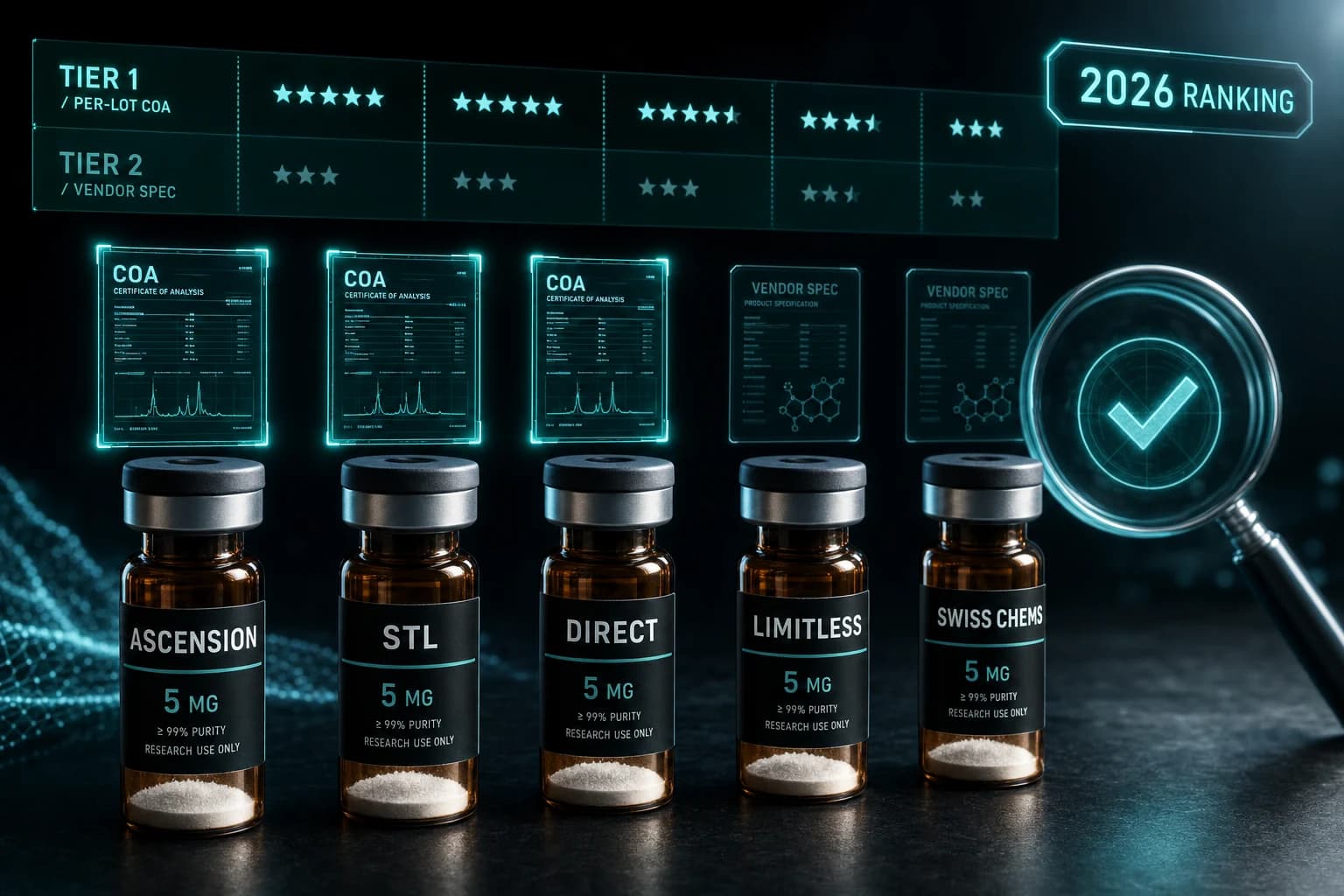 Best Peptide Vendors 2026: COA-Verified Tier Ranking & Reviews