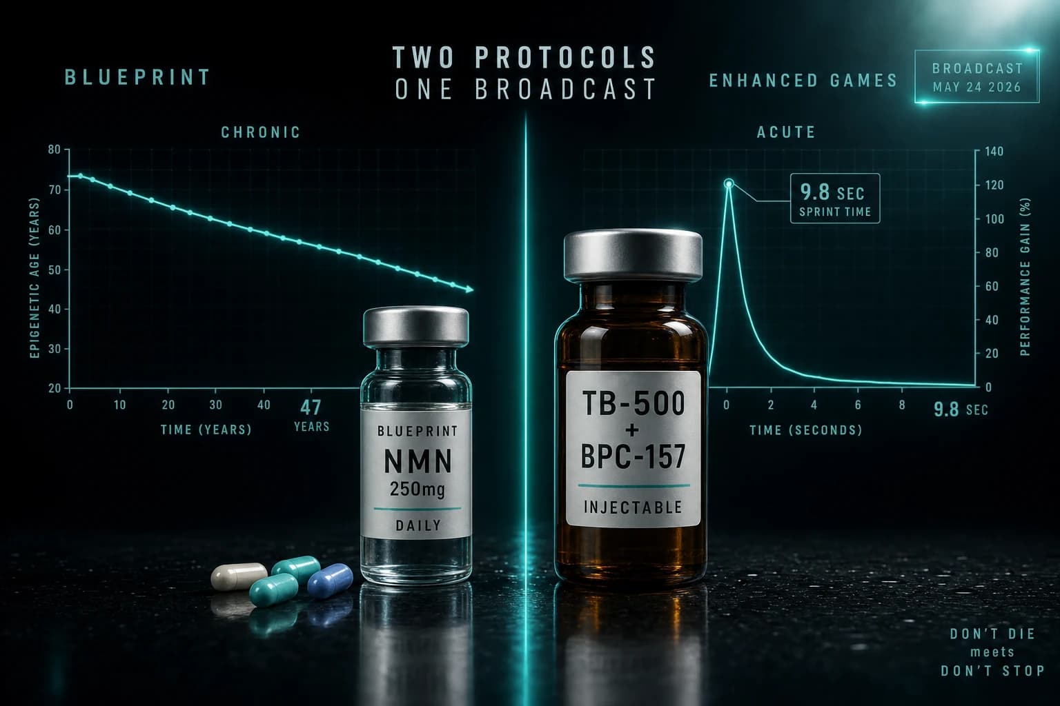 Bryan Johnson at the Enhanced Games: Two Opposite Protocols