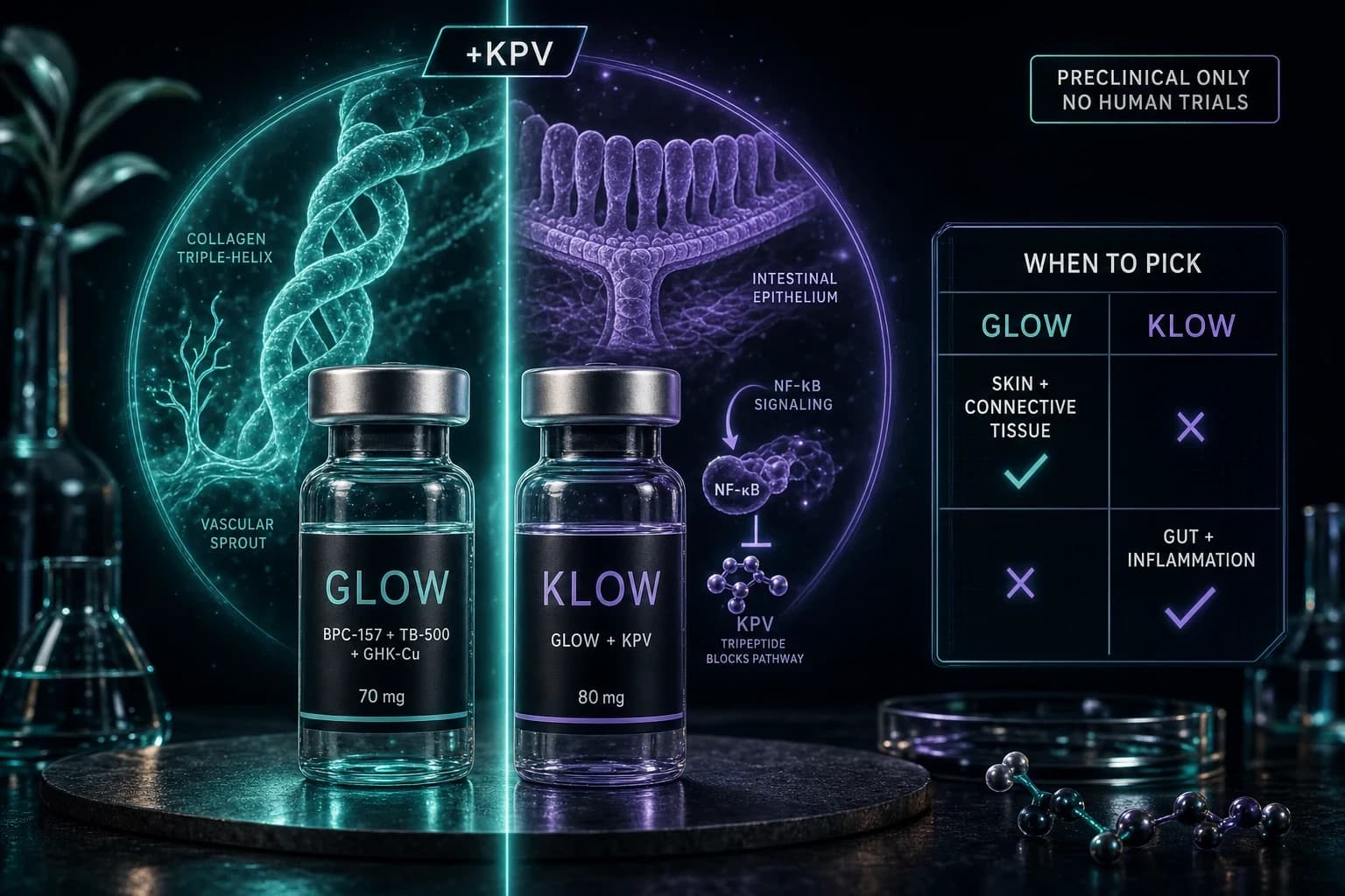 GLOW vs KLOW Peptide Blends: What KPV Adds and Which Stack to Pick