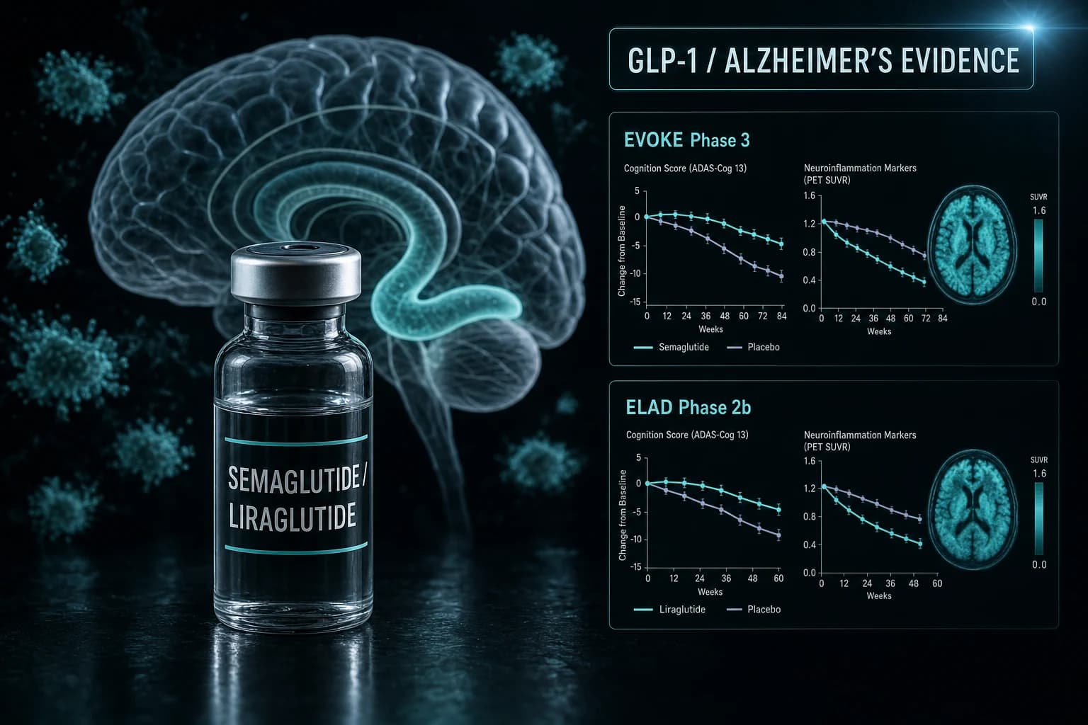 GLP-1s for Alzheimer's: What EVOKE Phase 3 and ELAD Phase 2b Show