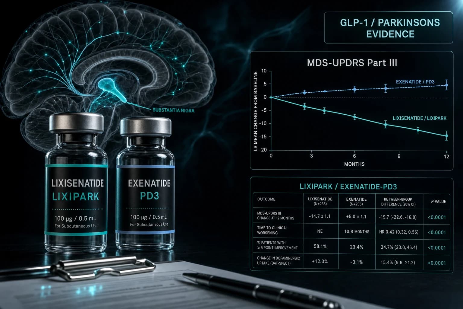 GLP-1s for Parkinson's: What LIXIPARK and Exenatide-PD3 Show