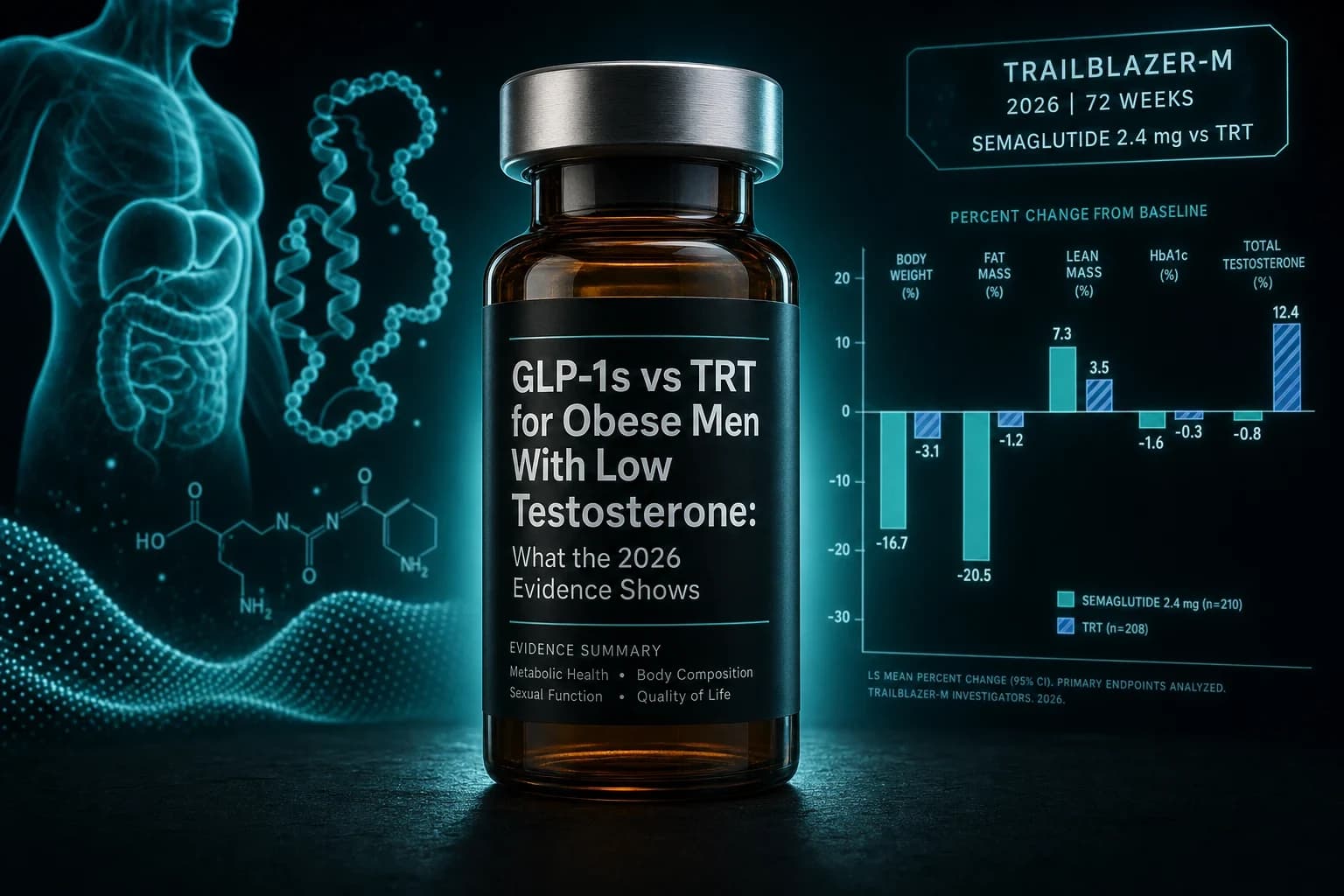 GLP-1s vs TRT for Obese Men With Low Testosterone: What the 2026 Evidence Shows