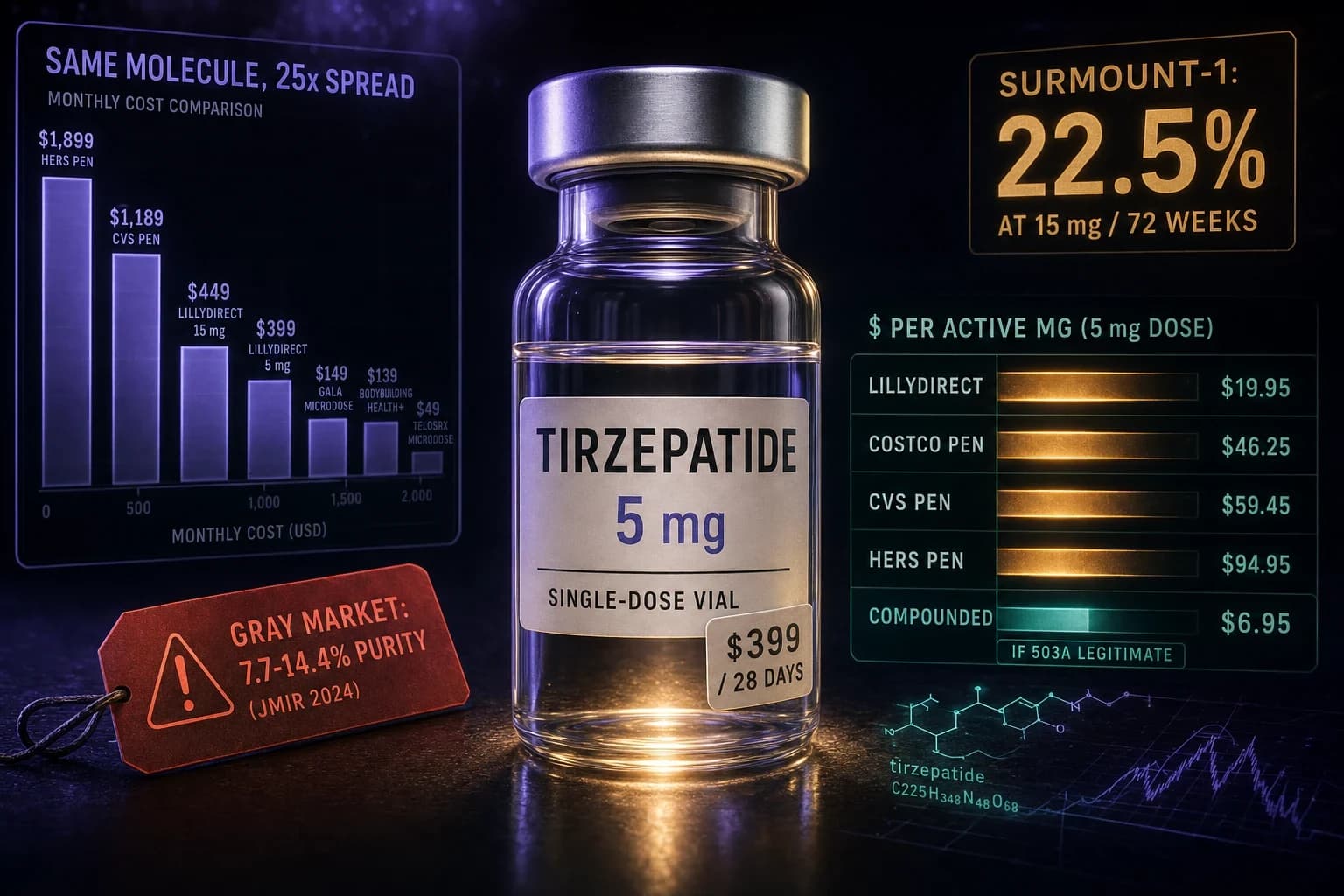 How Much Is Tirzepatide Without Insurance in 2026: Per-Mg Cost Map