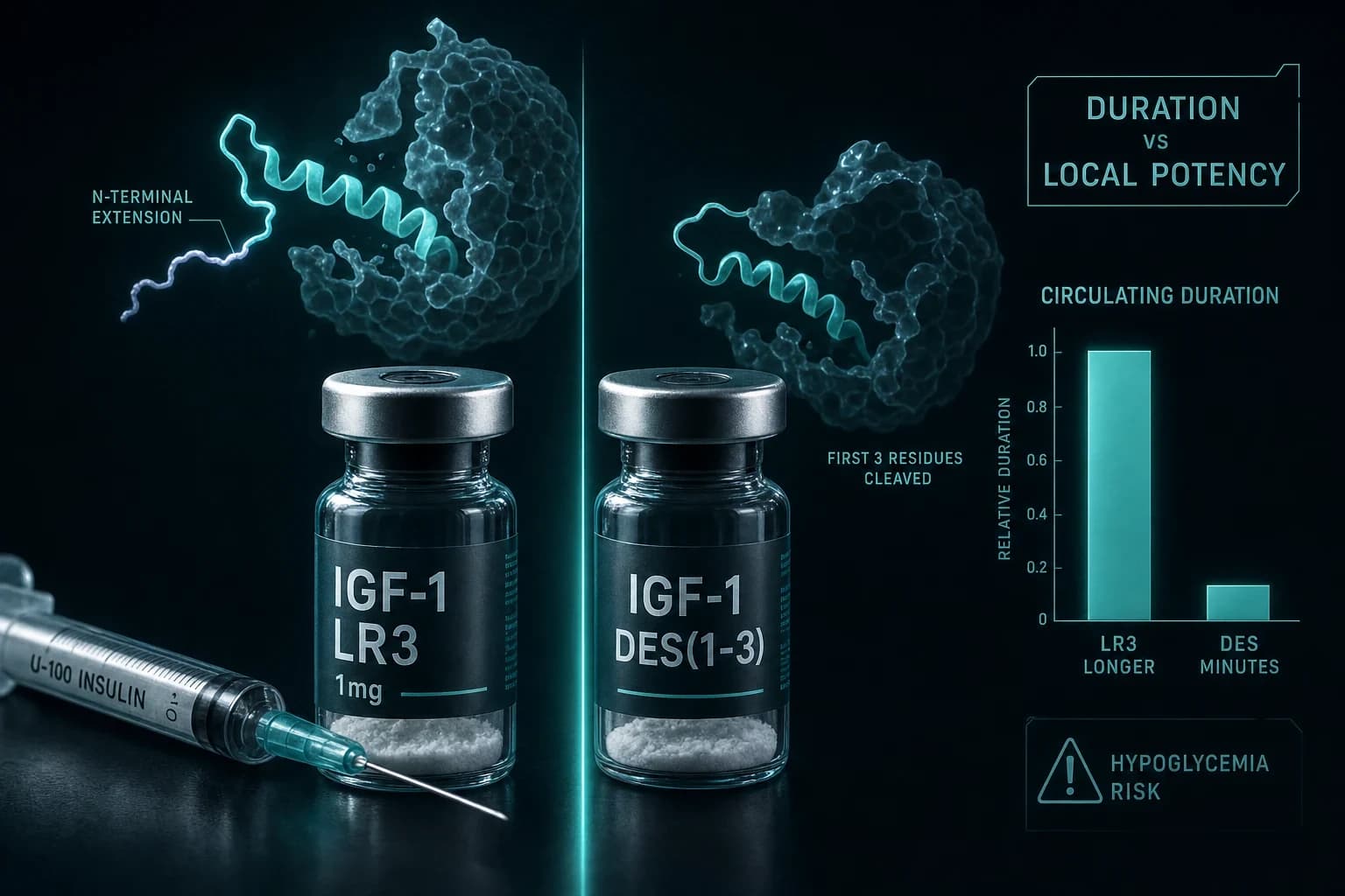 IGF-1 LR3 vs IGF-1 DES: Duration vs Local Potency