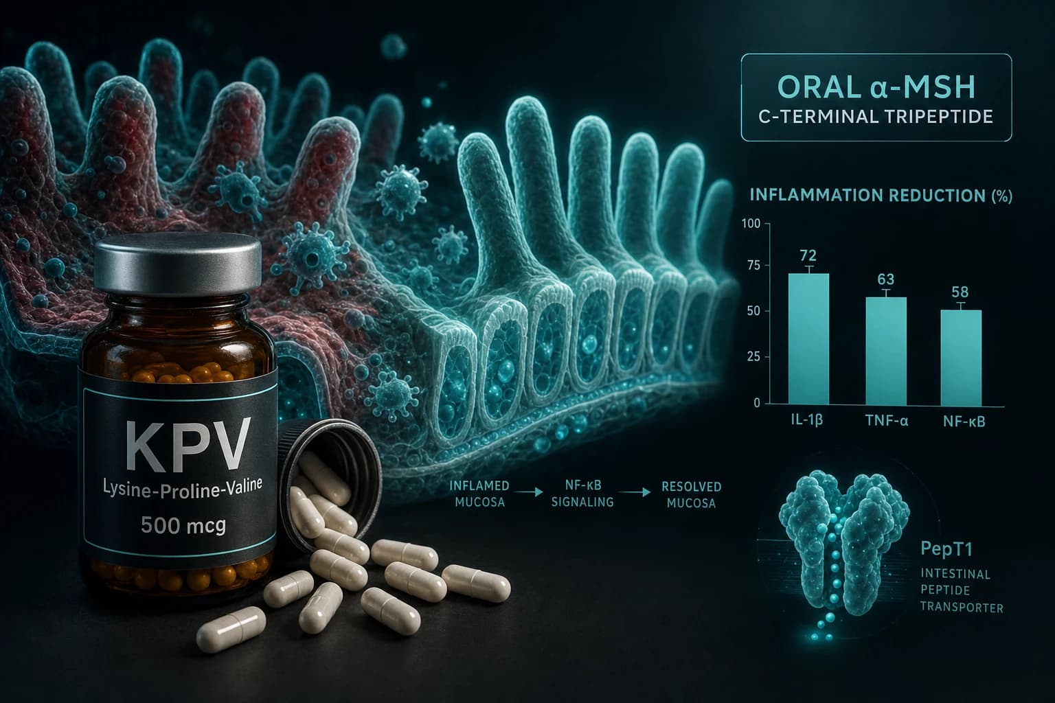 KPV Peptide: Oral α-MSH Tripeptide for Gut Inflammation Research