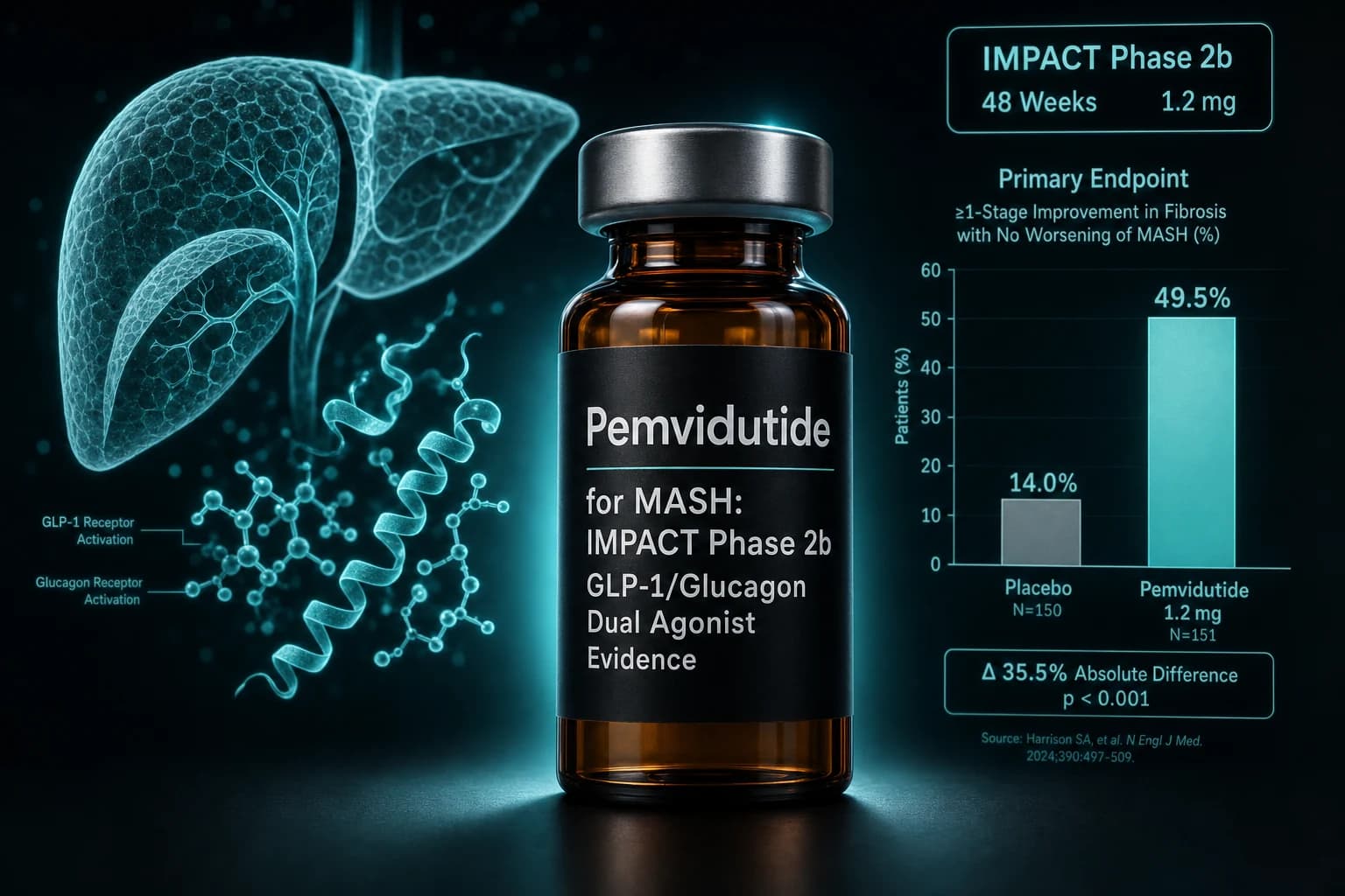 Pemvidutide for MASH: IMPACT Phase 2b GLP-1/Glucagon Dual Agonist Evidence