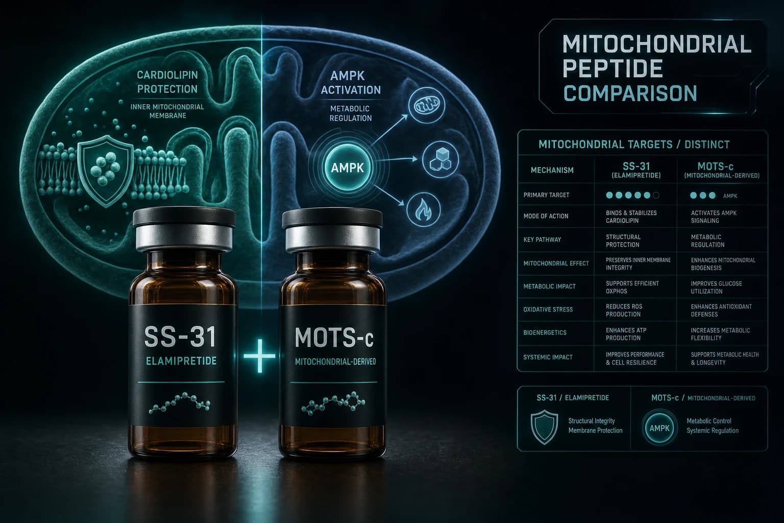 SS-31 vs MOTS-c: Mitochondrial Peptide Head-to-Head Comparison