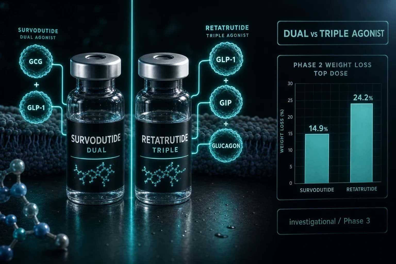 Survodutide vs Retatrutide: Dual vs Triple Agonist for Obesity