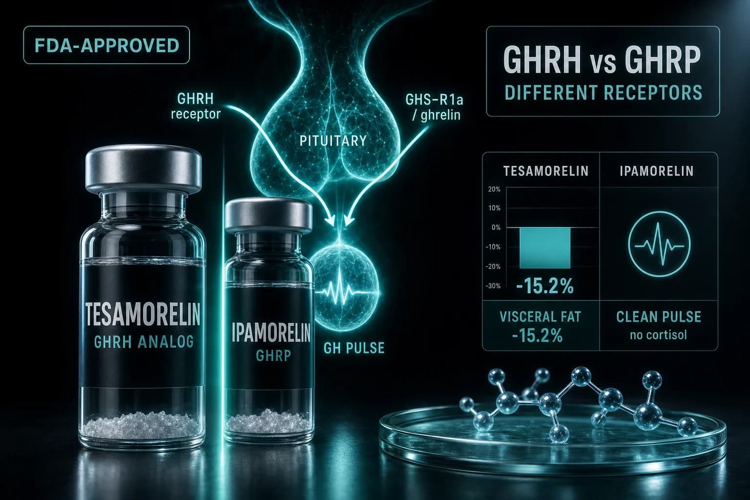 Tesamorelin vs Ipamorelin: GHRH Analog vs Ghrelin-Mimetic GH Secretagogue
