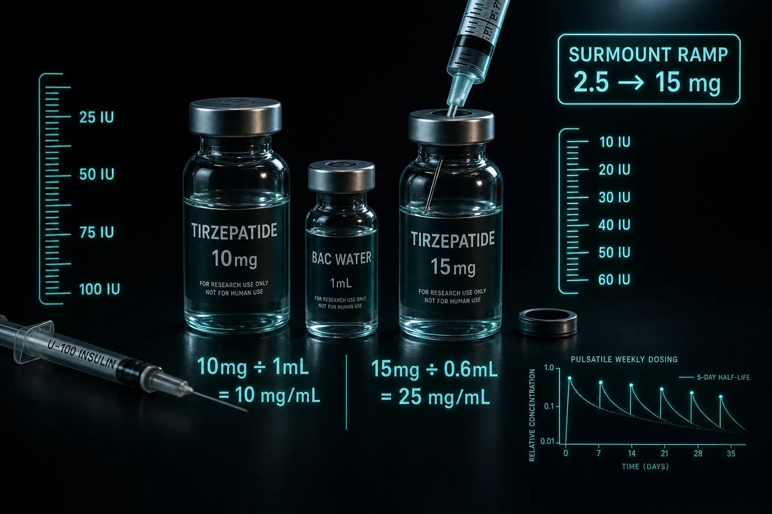 Tirzepatide Reconstitution: 10mg & 15mg BAC Water Math and IU Chart