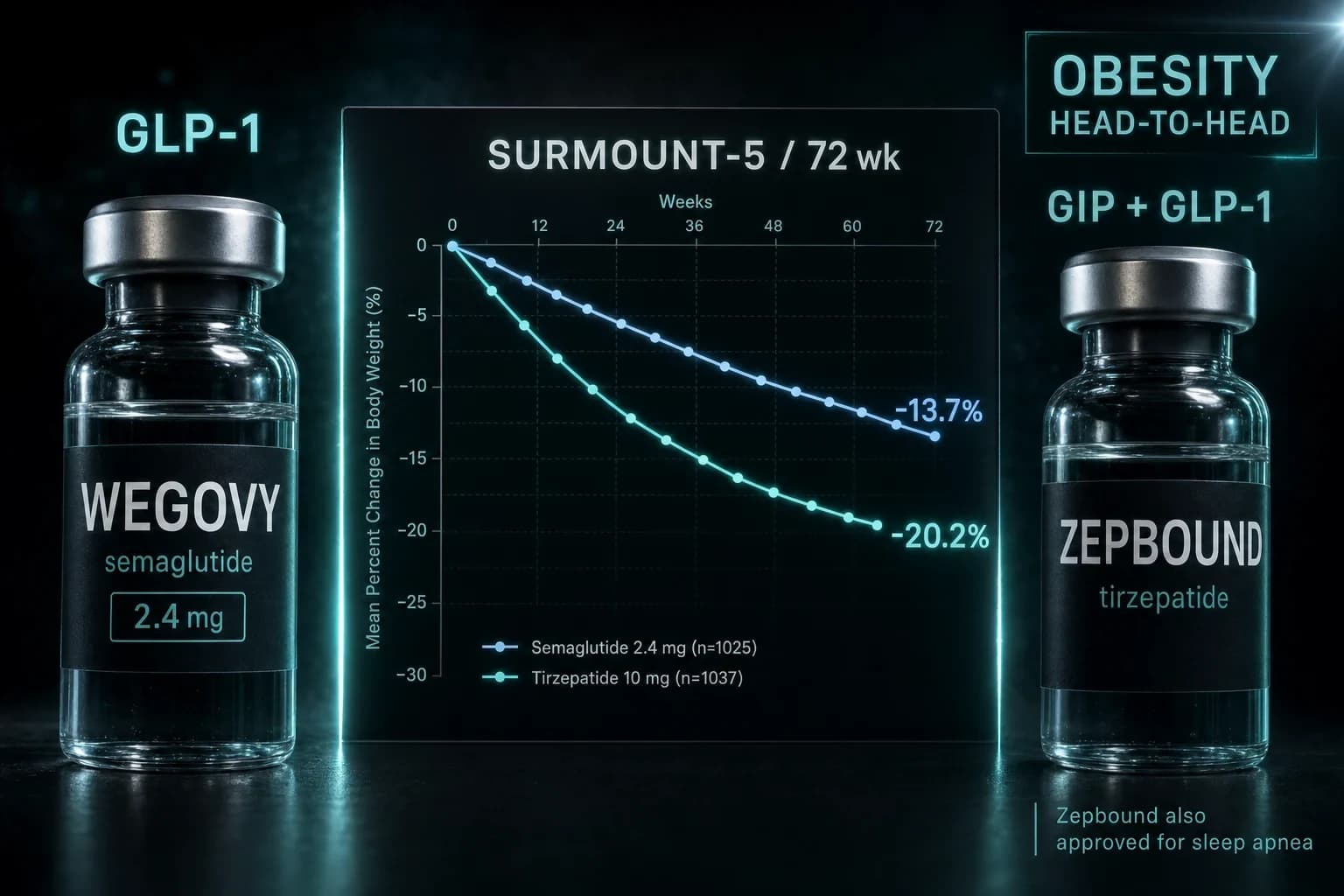 Wegovy vs Zepbound: The Obesity Head-to-Head, Settled by SURMOUNT-5